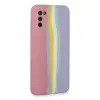 Samsung Galaxy A03s Kılıf Ebruli Lansman Silikon - Pembe-lila