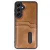 Samsung Galaxy A55 5g Kılıf Sara Kartvizitli Deri Kılıf - Taba