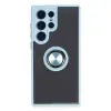 Samsung Galaxy S23 Ultra Kılıf Montreal Yüzüklü Silikon Kapak - Buz Mavi