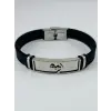 Siyah Silikon / Çelik  Erkek Deri Bileklik 20 Cm  - Ebl0101