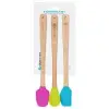 Silver Crest SPT-03 3 Lu Renkli 26CM Uzun Silikon Bambu Spatula Seti (KDO)