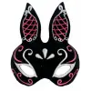 Siyah Renk Kırmızı Beyaz Simli Siyah Süet Kaplama Tavşan Maskesi 18x16 Cm