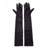 Siyah Renk Likralı Dirseğe Kadar Uzun Kumaş Eldiven 40 Cm