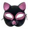 Siyah Renk Pembe Simli Süet Kaplama Kedi Maskesi 18x14 Cm