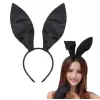 Siyah Renk Saten Kaplama Şekil Verilebilir Tavşan Kulak Taç 35x11 Cm