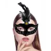 Siyah Renk Tüylü Siyah Süet Kaplama Parti Balo Maskesi 20x16 Cm