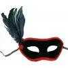 Siyah Renk Yandan Tüylü Siyah Süet Kaplama Parti Balo Maskesi 21x20 Cm