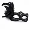 Siyah Tüylü Balo Maskesi Kadın Parti Aksesuarı