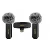 Snopy SN-MW80 Siyah 2 Mikrofonlu Kablosuz Lightning Yaka Mikrofonu