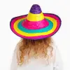 Sombrero Meksika Şapkası Renkli Örme Hasır Çocuk Boy