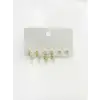   Zirkon Taşlı Pirinç Altılı  Kombin Küpe - Kp00615
