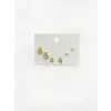   Zirkon Taşlı Pirinç Altılı  Kombin Küpe - Kp00637