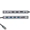 Vcom CU4706 Type-C To HDMI-2+DP+USB3.0-3+TYPE C+USB2.0+RJ45+SD2.0+TF2.0+PD+DC 3.5mm 13 in 1 Çevirici (KDO)