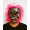 Wild Skull - Gümüş Kafatası Pembe Saçlı İskelet Maske