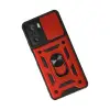 Xiaomi Poco F3 Kılıf Pars Lens Yüzüklü Silikon - Kırmızı