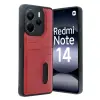 Xiaomi Redmi Note 14 4g Kılıf Sara Kartvizitli Deri Kılıf - Kırmızı