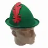 Yeşil Renk Kırmızı Tüylü Peter Pan Şapkası Robin Hood Şapkası 24x23 Cm