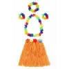 Yetişkin Ve Çocuk Uyumlu Luau Aloha Hawaii Turuncu Etek Ve Renkli Kolye Taç 2 Adet Bileklik Seti