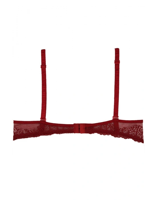 Dantelli Süngerli Kırmızı Sütyen 3912