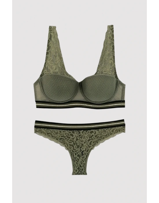 Pierre Cardin Double Push Up Haki Sütyen Takım 4712