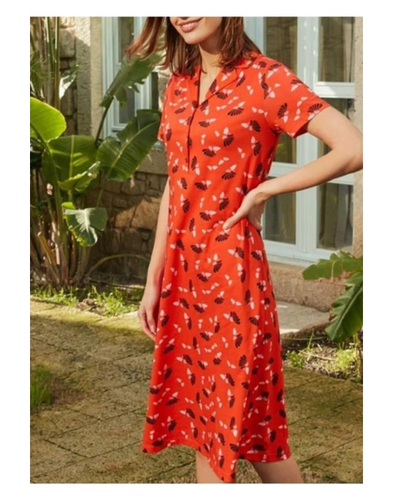 Kadın Kırmızı Desenli Patlı Gecelik 26622