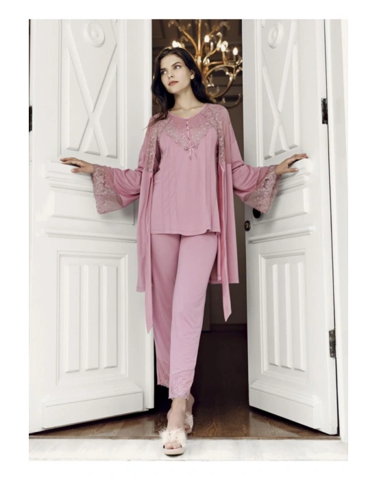 Kadın 3 Lü Sabahlık Pijama Takımı 7303