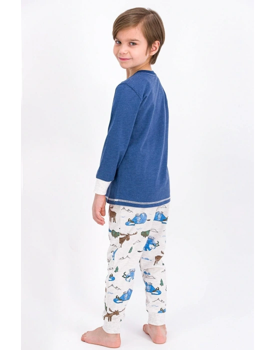 Lacivertmelanj Mammoth Wild Erkek Çocuk Pijama Takımı