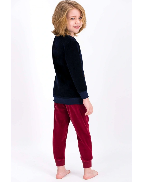 Rolypoly Hoho Deer Lacivert Erkek Çocuk Kadife Pijama Takımı