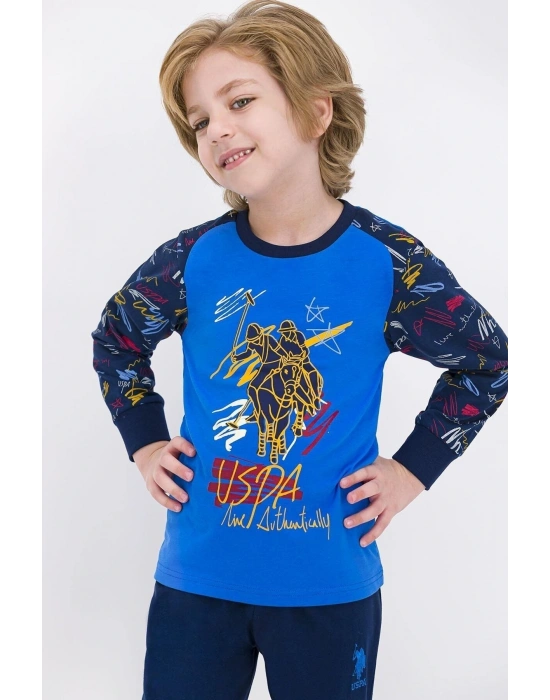 Us710 Erkek Mavi Lisanslı Çocuk Pijama Takımı