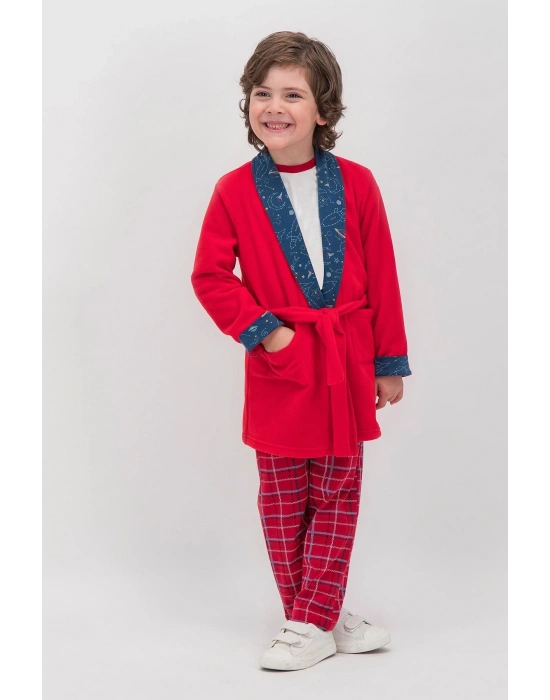 Erkek Çocuk Kırmızı Space Sabahlık