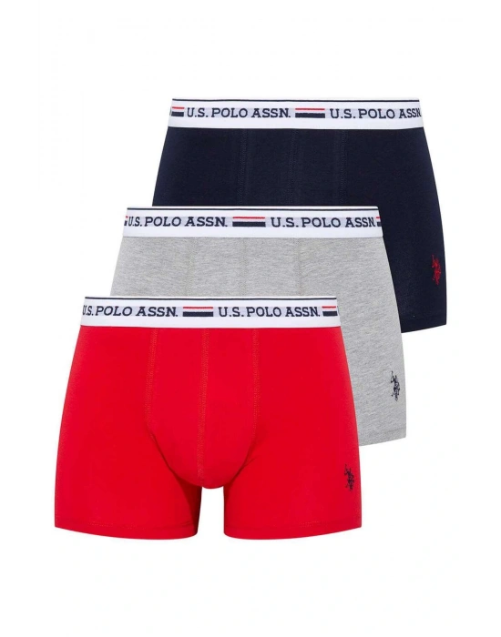 Erkek Kırmızı - Gri Melanj - Lacivert 3 Lü Boxer 80431
