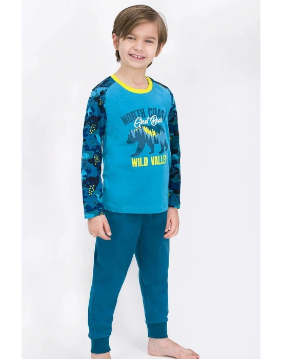 Rolypoly Wild Bear Kamuflaj Açık Petrol Erkek Çocuk Pijama Takımı