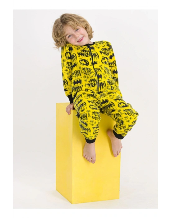 Erkek Çocuk Batman L1272 Lisanslı Sarı  Polar Tulum