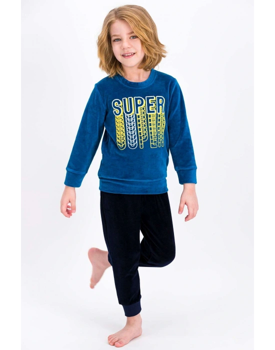 Rolypoly Super Petrol Erkek Çocuk Kadife Eşofman Takımı