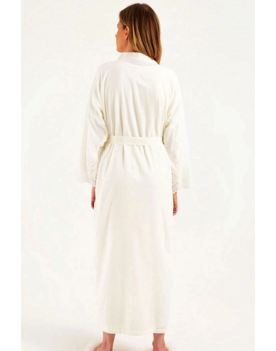 Kadın Ekru Lohusa Pamuklu Tesettür Sabahlık 48110