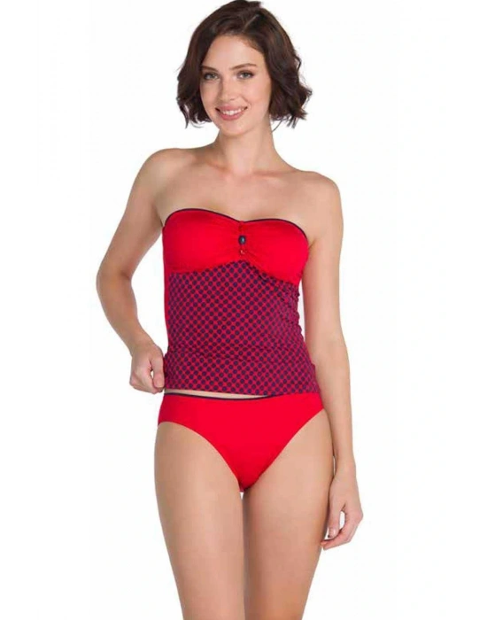 Kırmızı 19805Tk Straplez Tankini Takımı