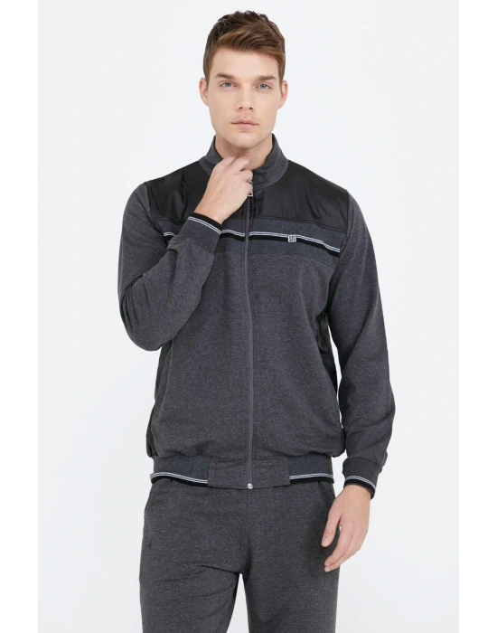 Çizgi Detaylı Erkek Eşofman Takımı - Antrasit