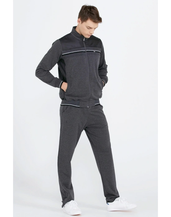 Çizgi Detaylı Erkek Eşofman Takımı - Antrasit
