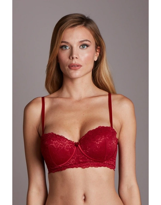 Miss Claire Kadın Bordo 51-880 Dantel Balenli Kapli Büstiyer Sütyen Mıssclaıre-mb119951880