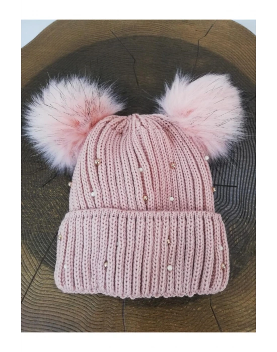 Kadın Çift Ponpon İncili Bere K2725 01 063