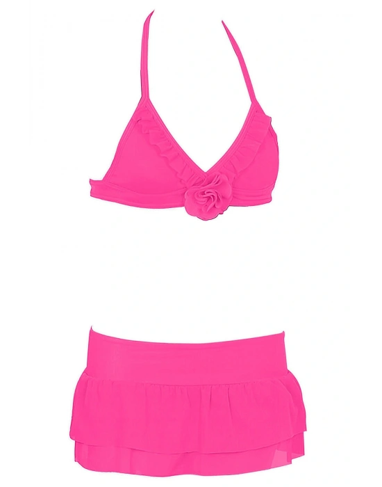 Aztek Tül Fırfır Sabit Etekli Bikini