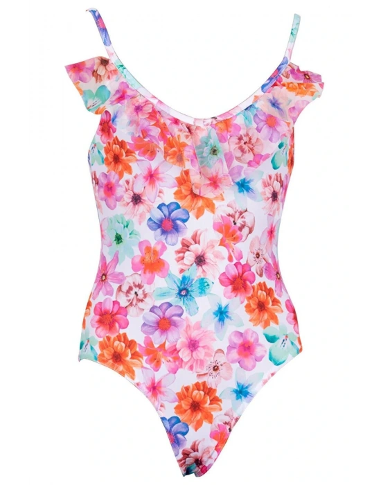 Ashley Costum Kız Çiçekli Mayo - Pembe