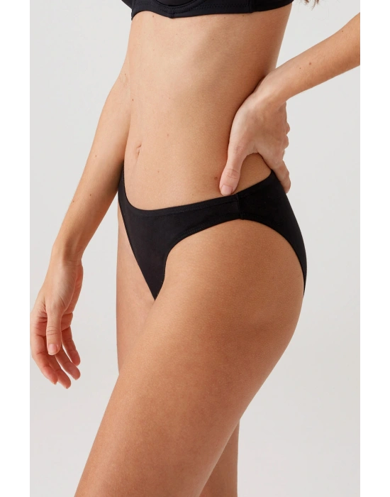 Kadın 5li Ekonomik Paket Siyah 2057 High Leg Classic Pamuklu Basic Külot