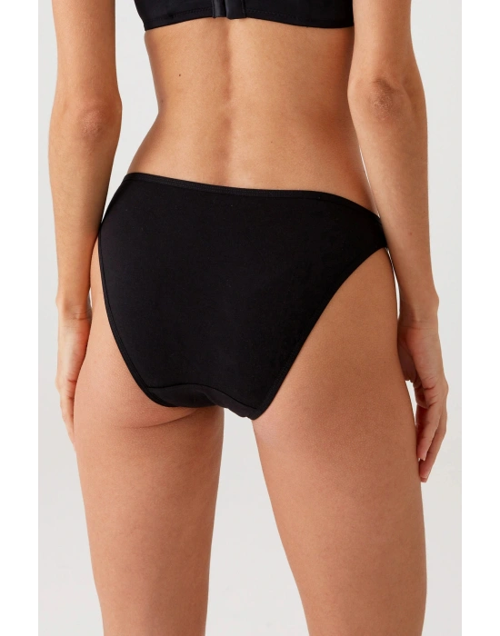 Kadın 5li Ekonomik Paket Siyah 2057 High Leg Classic Pamuklu Basic Külot