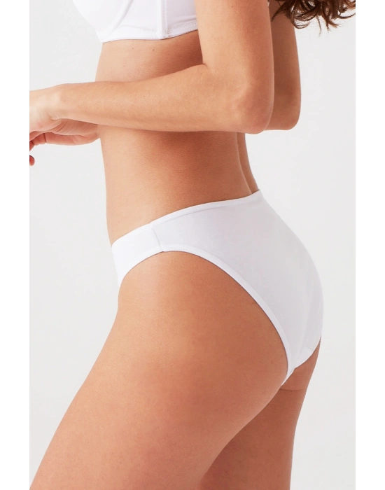 Kadın 5li Ekonomik Paket Beyaz 2057 High Leg Classic Pamuklu Basic Külot