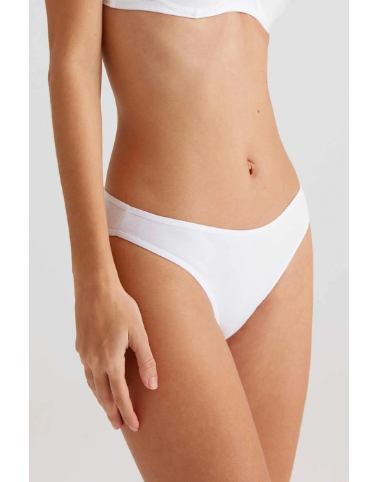 Kadın 5li Ekonomik Paket Beyaz 2057 High Leg Classic Pamuklu Basic Külot