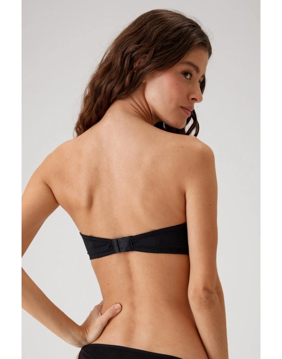 Kadın Siyah 6102 Versay Balenli Desteksiz Straplez Micro Sütyen (C CUP SEÇENEĞİYLE)