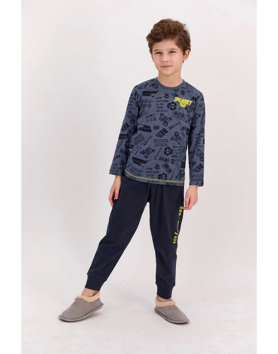Rolypoly Planet Crew Lacimelanj Erkek Çocuk Pijama Takımı