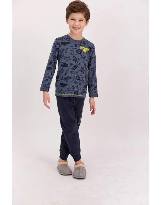 Rolypoly Planet Crew Lacimelanj Erkek Çocuk Pijama Takımı