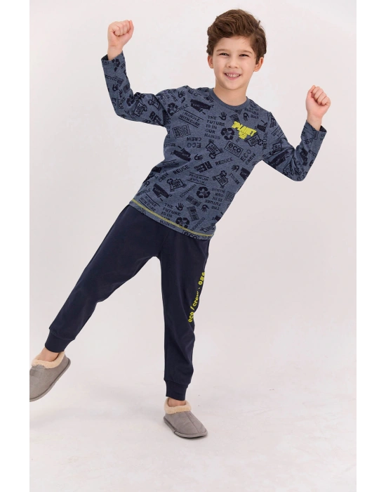 Rolypoly Planet Crew Lacimelanj Erkek Çocuk Pijama Takımı